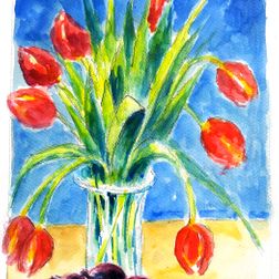 KJ-blomst-akvarel-21x29-Tulipaner-privat-eje