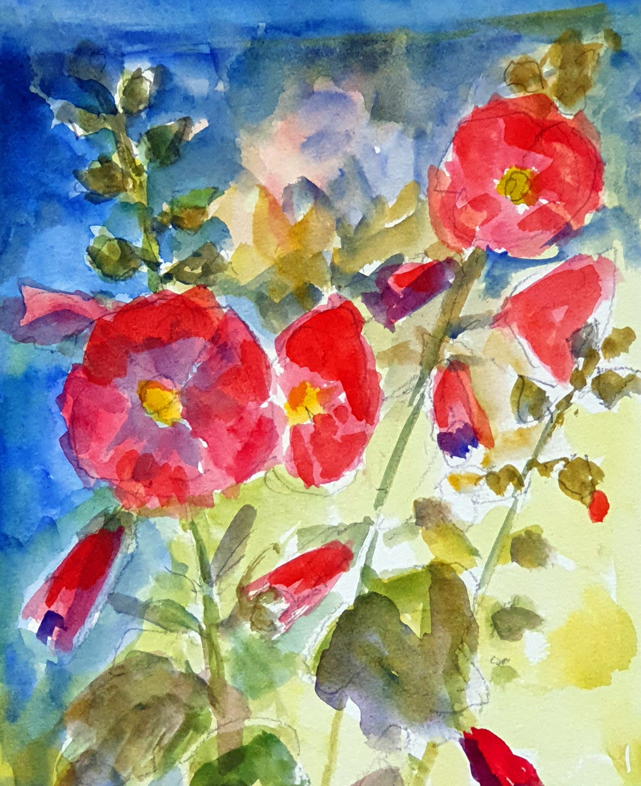 Akvareller af blomster
