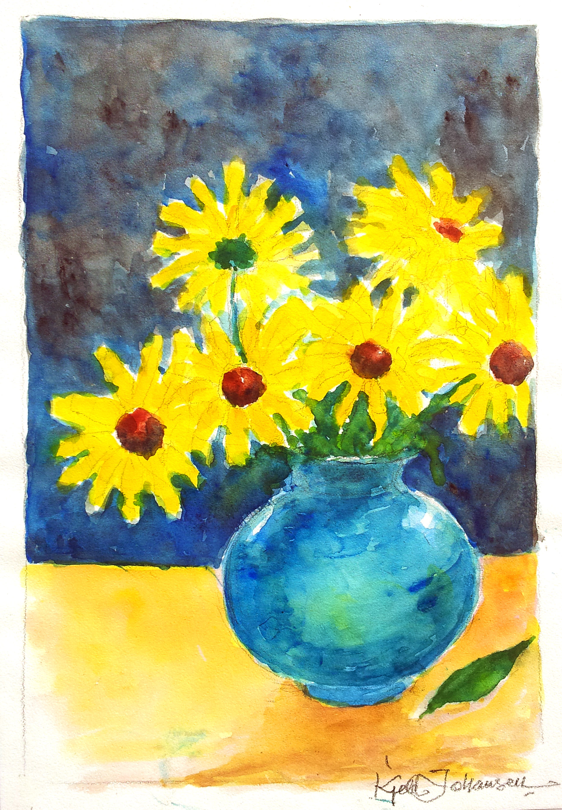 KJ-blomst-akvarel-21x29-Akvarel-Blomsteropstilling