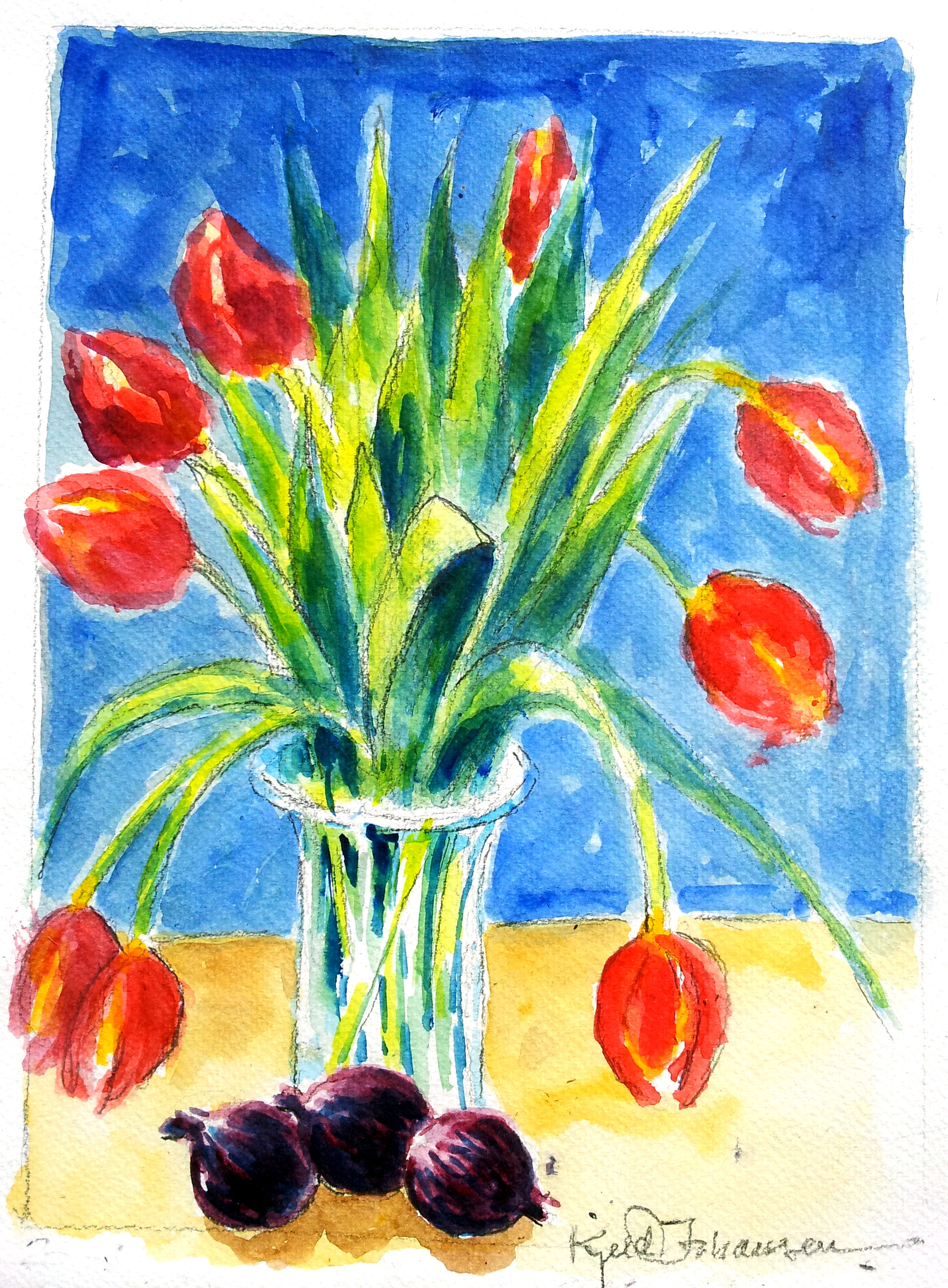 KJ-blomst-akvarel-21x29-Tulipaner-privat-eje